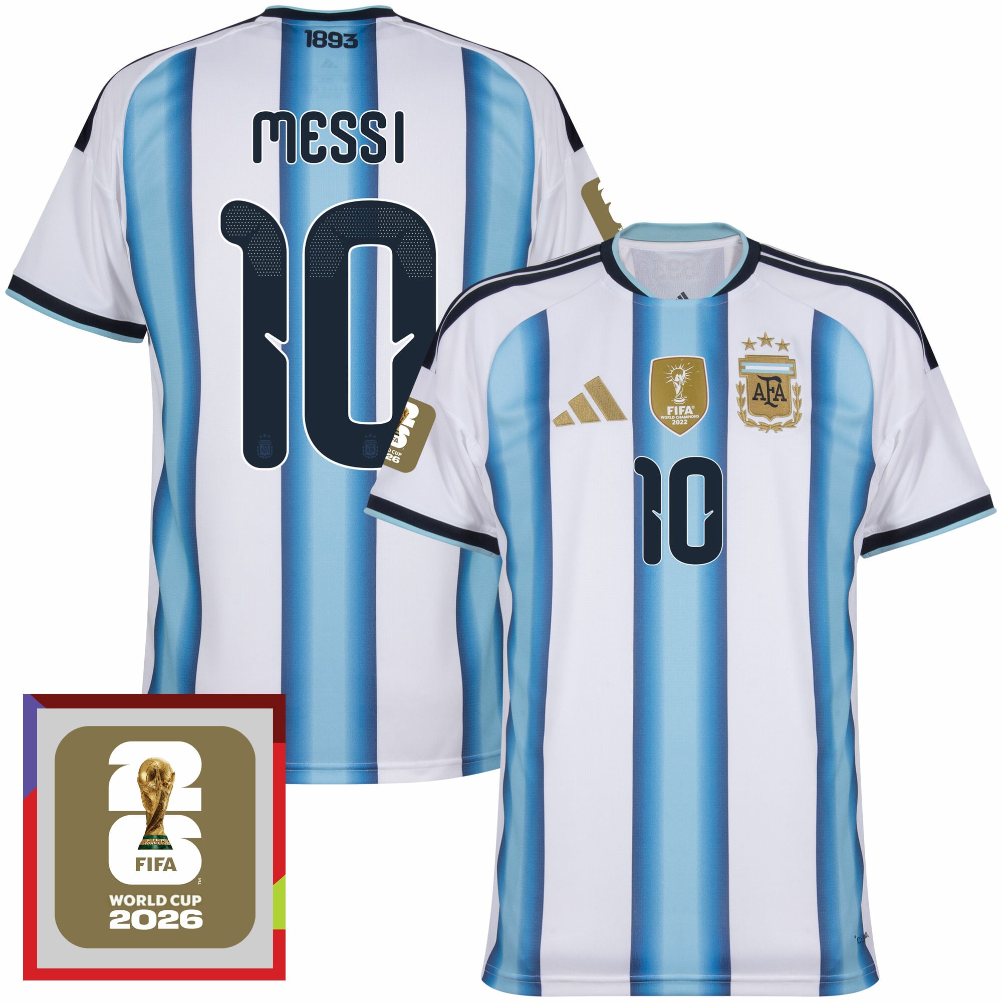 Argentina Home Messi 10 Fan Jersey 2026-2027 World Cup 2026 Patch (Official Printing)