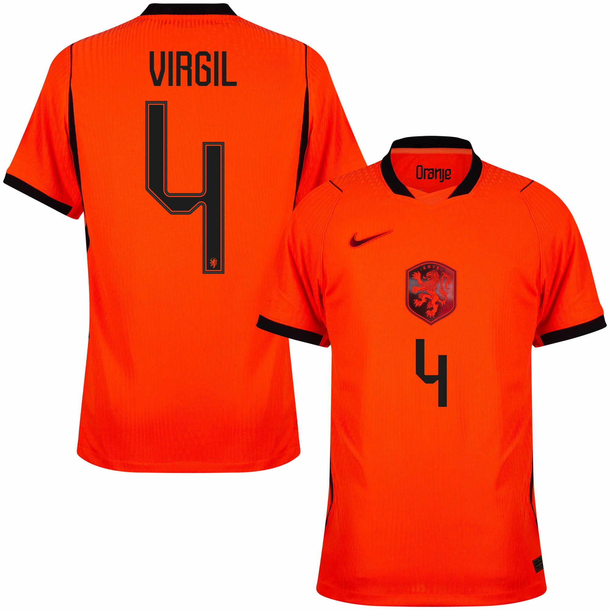 Holland Aero-Fit Match Home Fan Jersey Virgil 4 Shirt 2026-2027 (Official Printing)