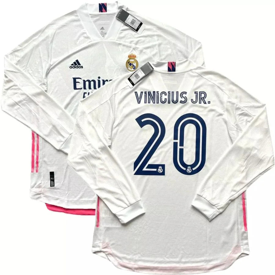 Real Madrid Home Long Sleeve Fan Jersey 2020/21 Vini Jr. 20 - Image 1