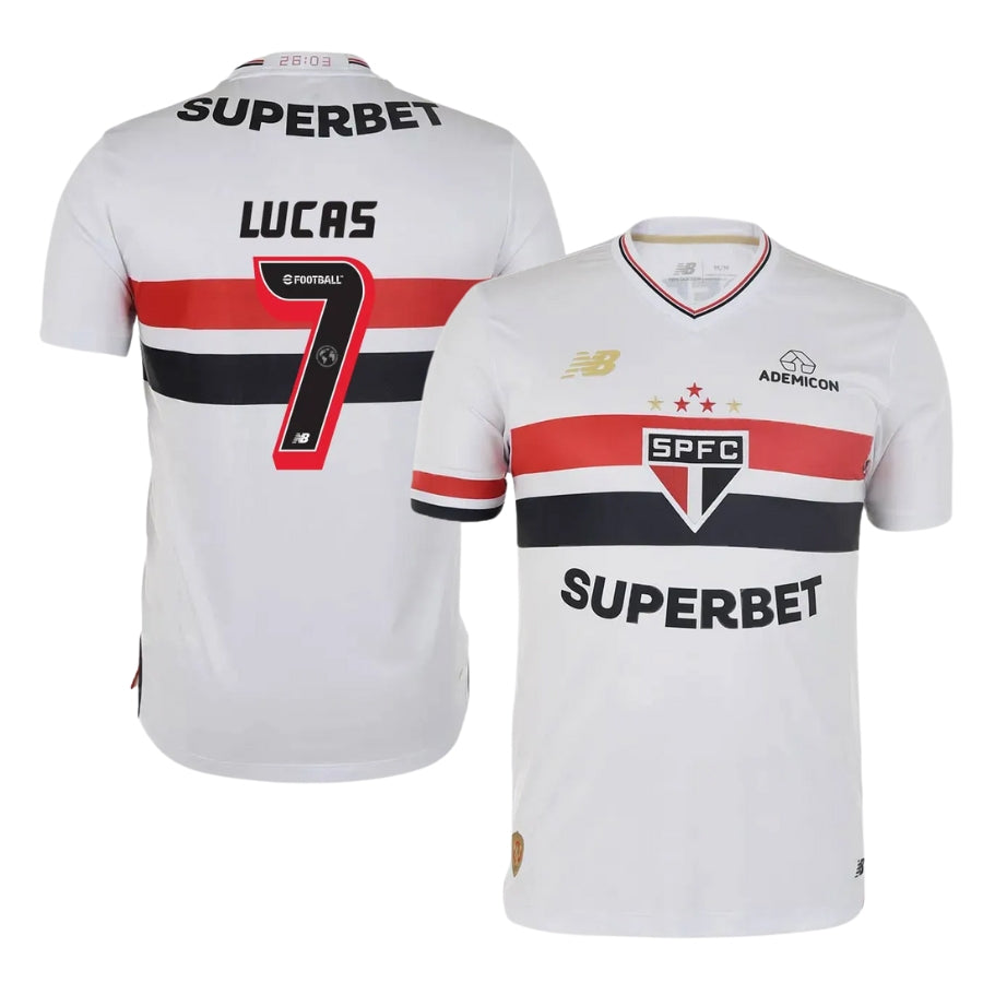 São Paulo Home Lucas 7 Fan Jersey 2025/26 Official Printing - Image 1