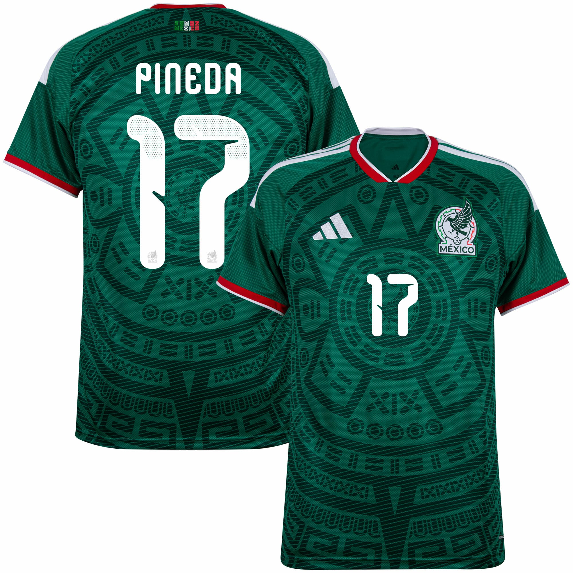 Mexico Home Fan Jersey Pineda 17 Shirt 2026-2027 (Official Printing)